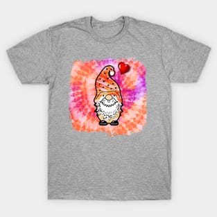 Tie Dye Heart Love Gnomes Valentines Day Couples Girlfriend T-Shirt